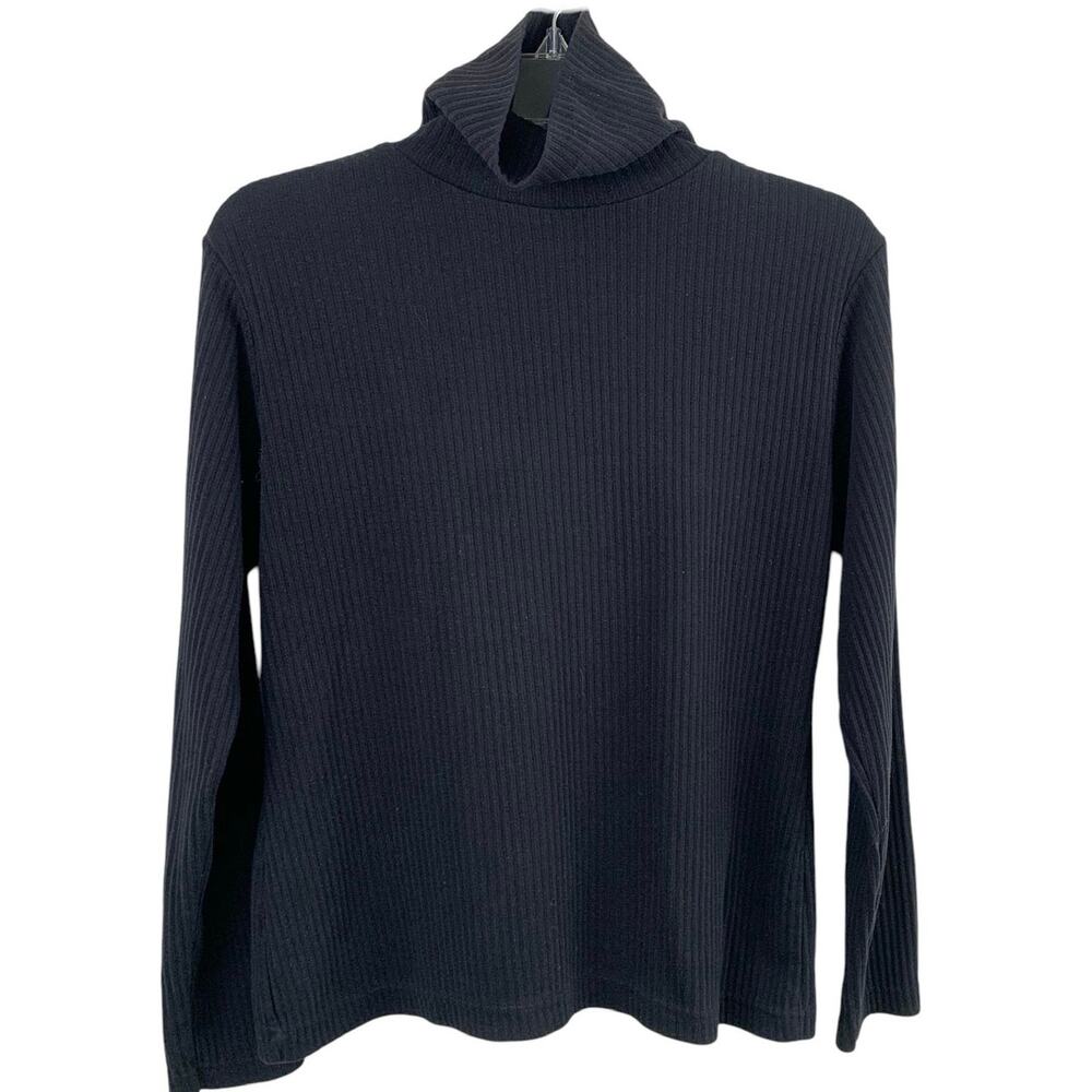 Express Tricot Black Ribbed Turtleneck Sweater Top Long Sleeve Size L 90s